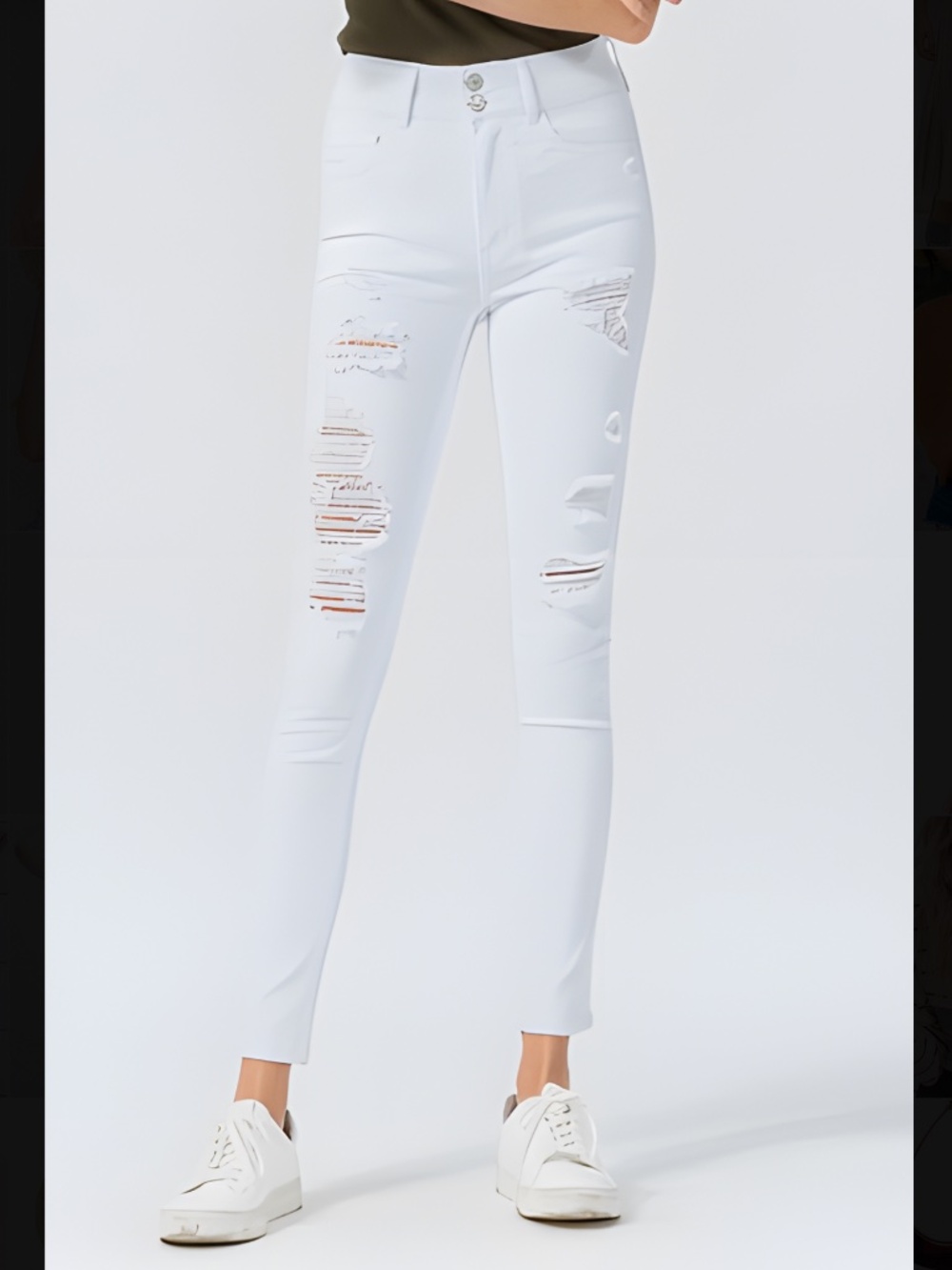 Vervet Haylie High Rise Double Button Distressed Ankle Skinny Jeans VT806